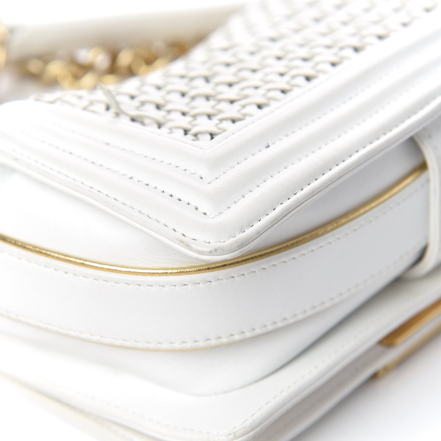 Sheepskin Braided Small Boy Reverso Flap White