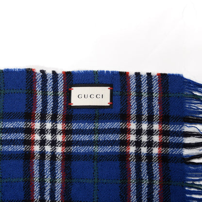 Gucci Wool Wolf Check Scarf Blue 2 of 4