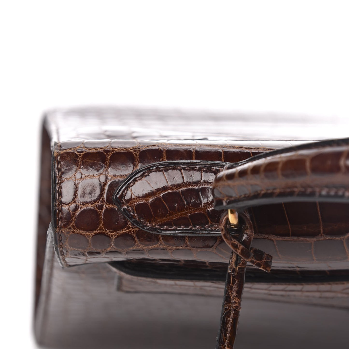 Shiny Niloticus Crocodile Kelly Sellier 32 Havane