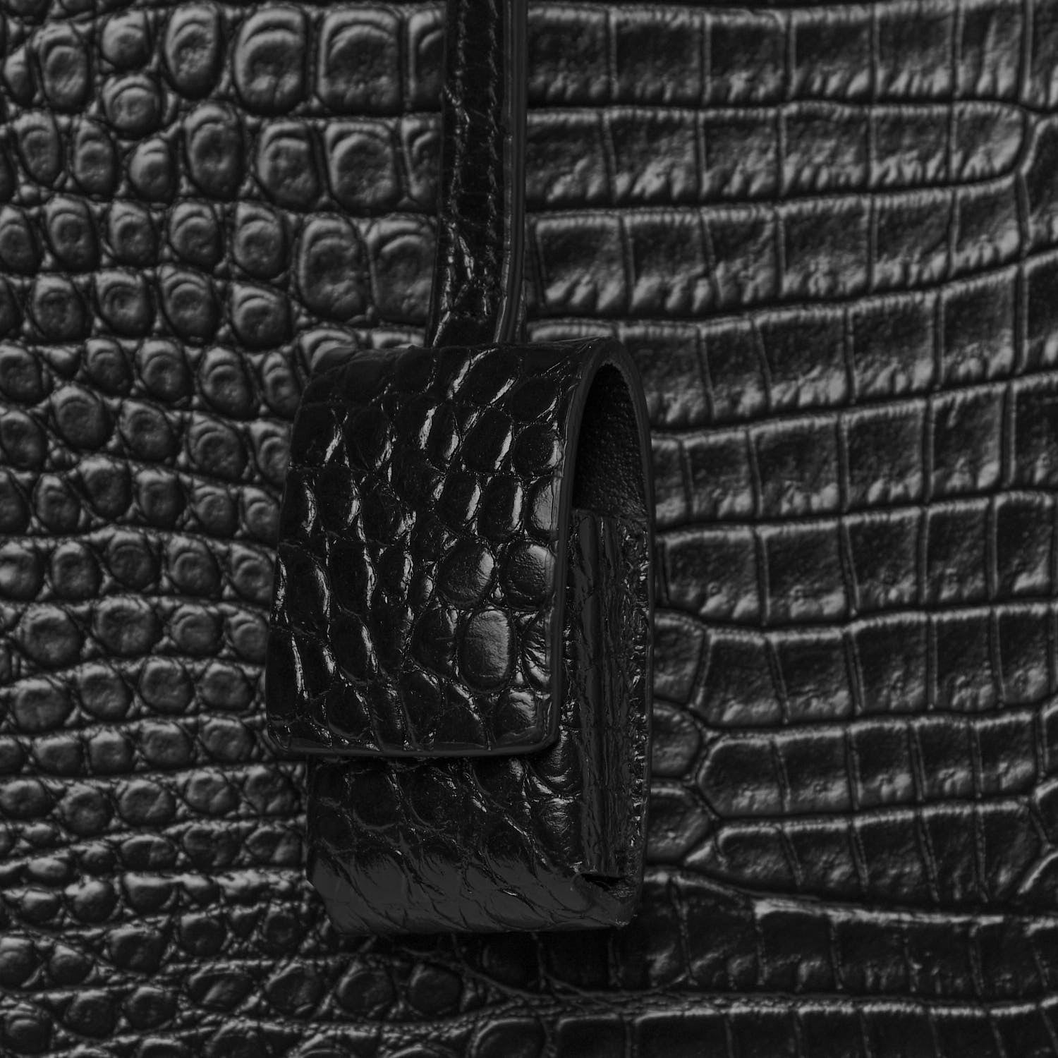 Saint Laurent Patent Crocodile Embossed Small Sac de Jour Black 8 of 12