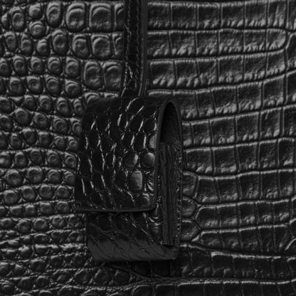 Saint Laurent Patent Crocodile Embossed Small Sac de Jour Black 8 of 12