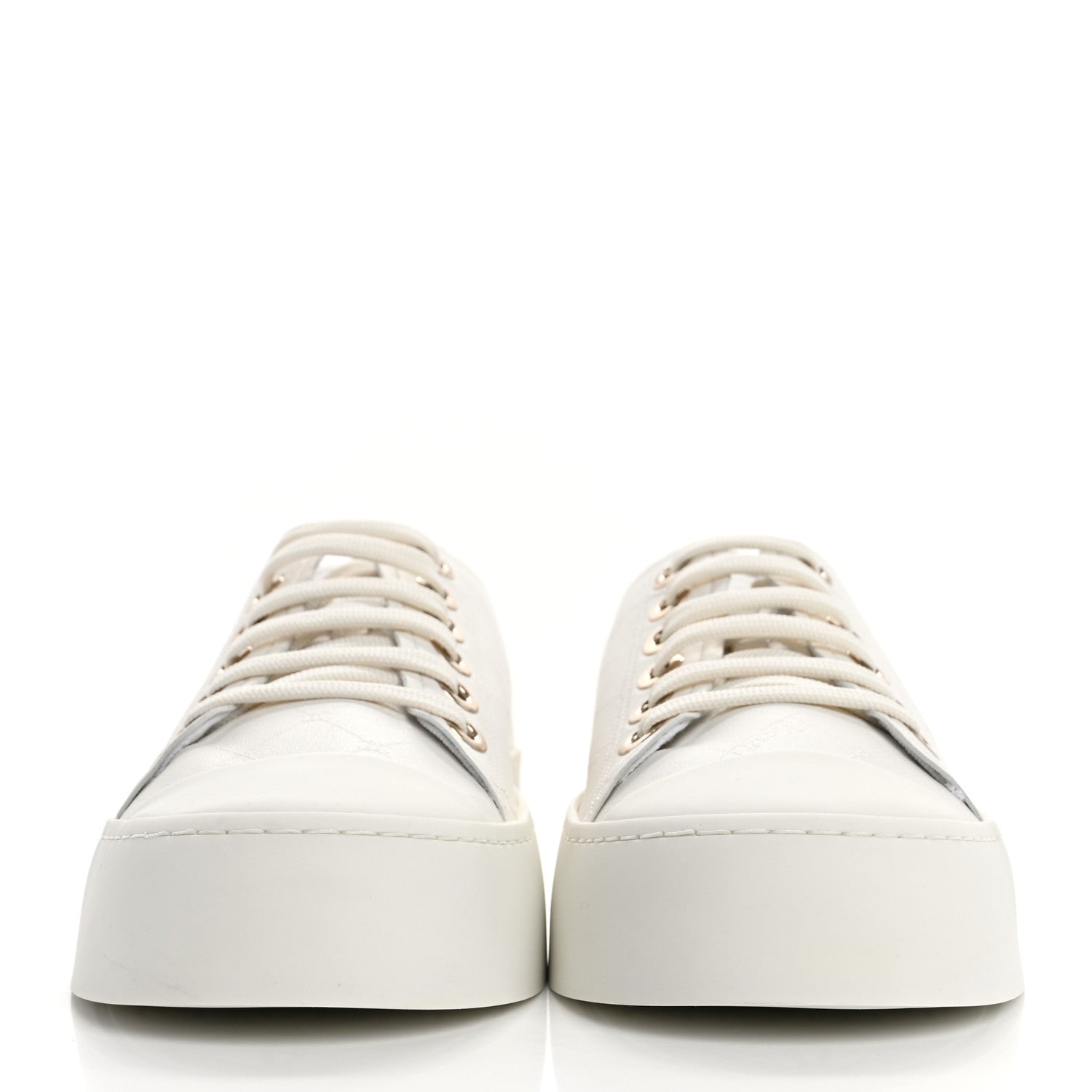 Chanel Lambskin Printed Logo Sneakers 37 White 3 of 10
