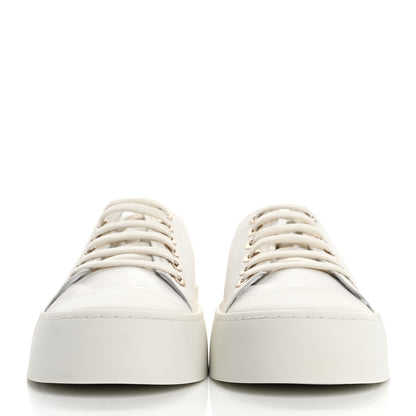 Chanel Lambskin Printed Logo Sneakers 37 White 3 of 10