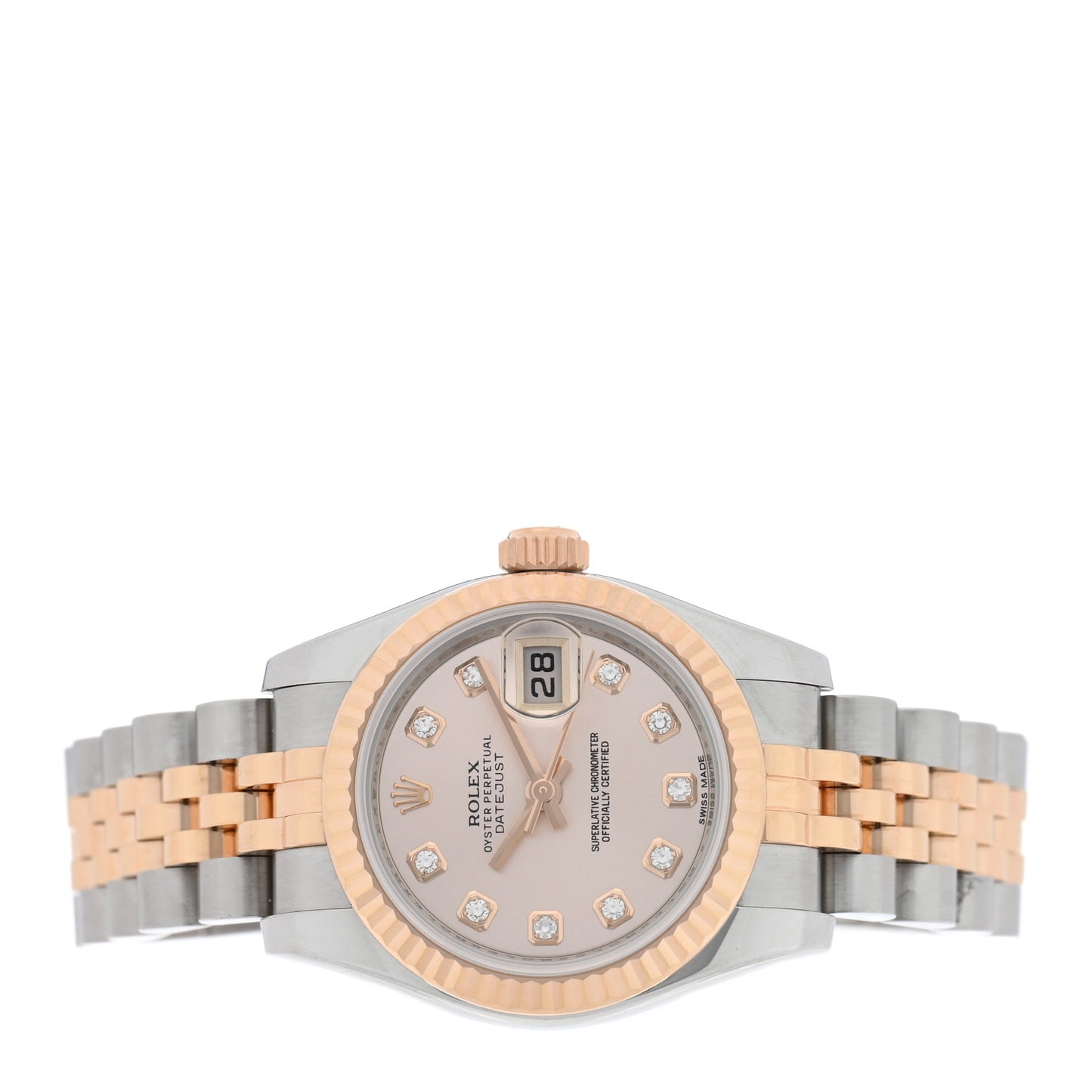 Stainless Steel 18K Everose Gold Diamond 26mm Oyster Perpetual Datejust Watch Pink 179171