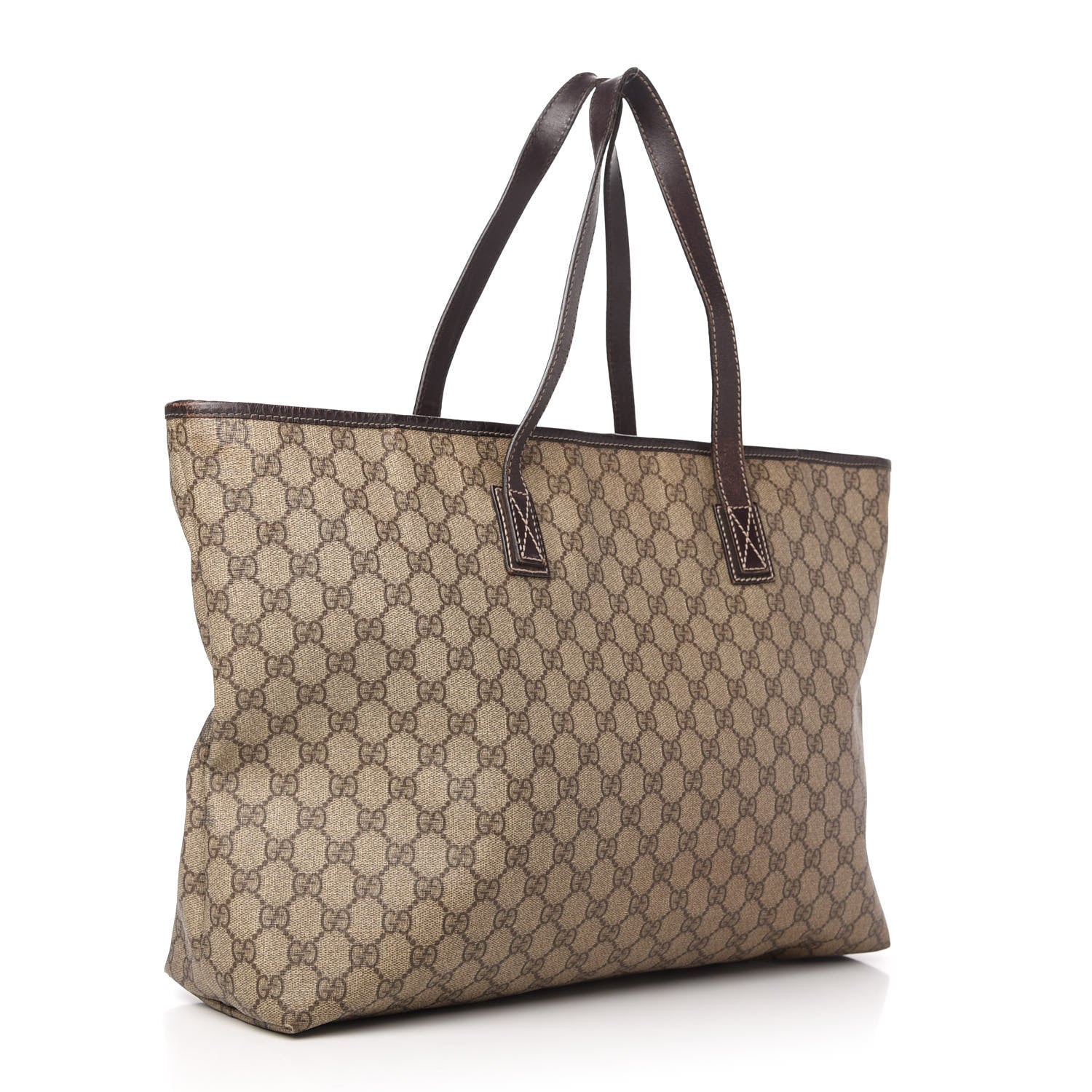 Gucci GG Supreme Monogram Large Zippered Shopping Tote Brown 3 of 10