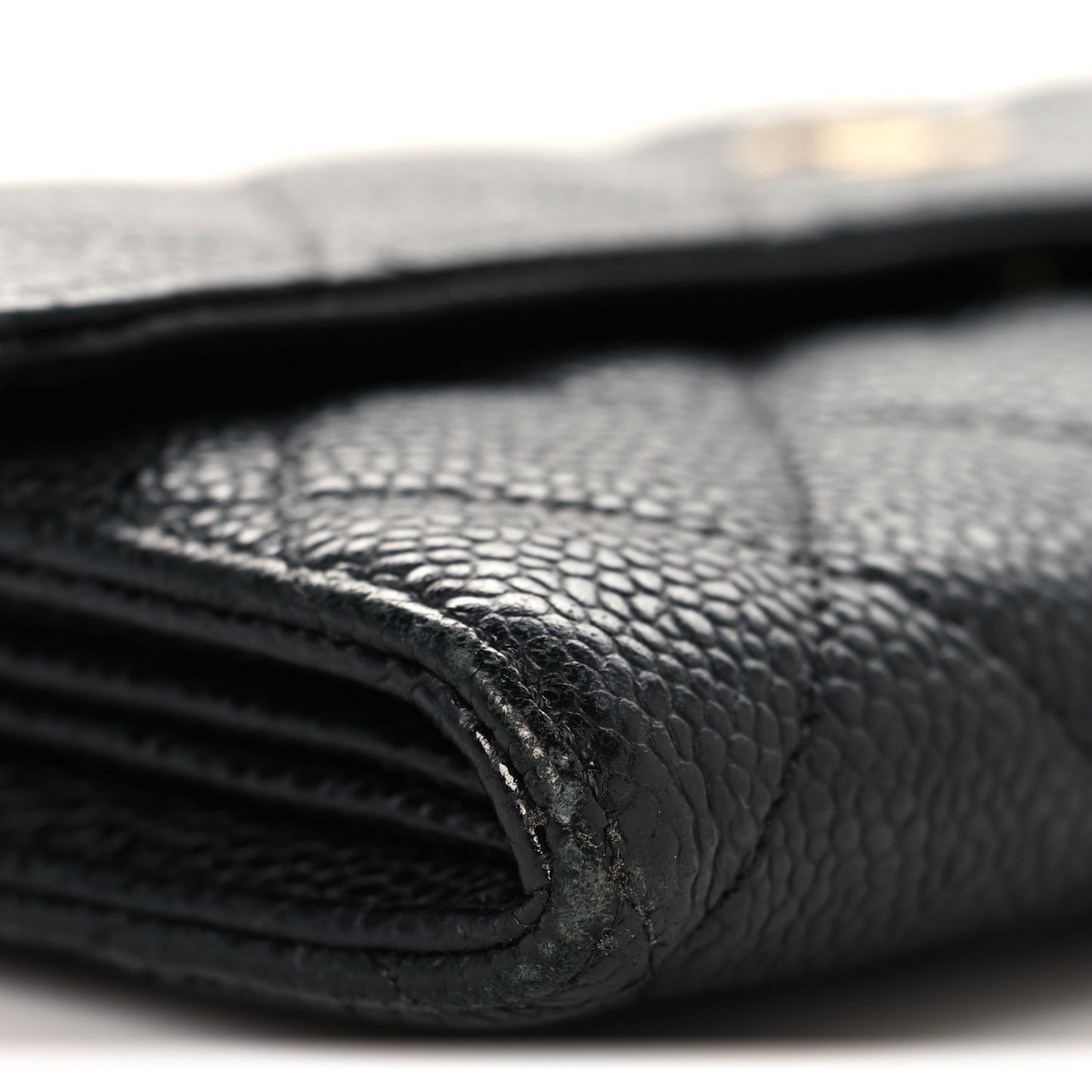 Caviar Quilted Large Gusset Flap Wallet Black