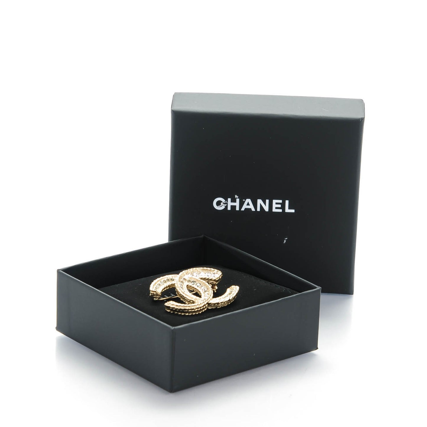 Crystal CC Brooch Light Gold