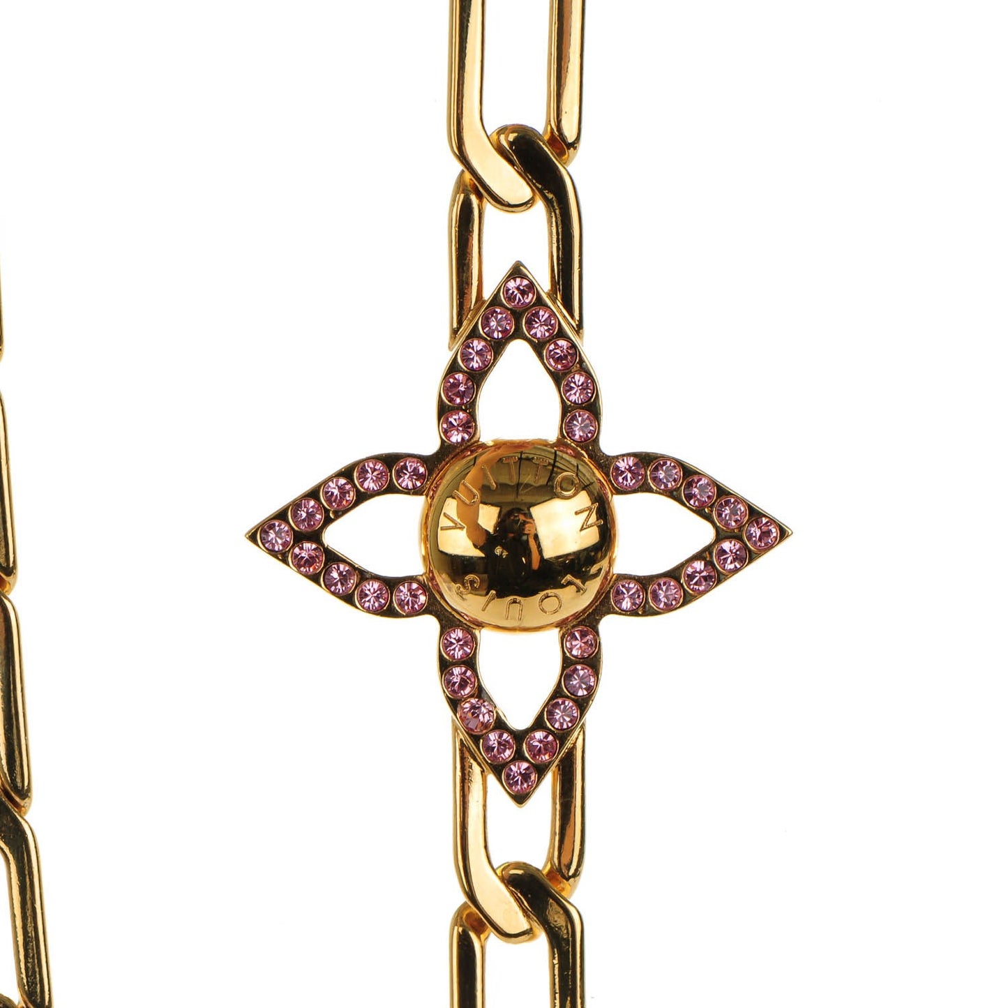 Monogram Multicolor Swarovski Crystal Flower Power Sautoir Necklace Gold