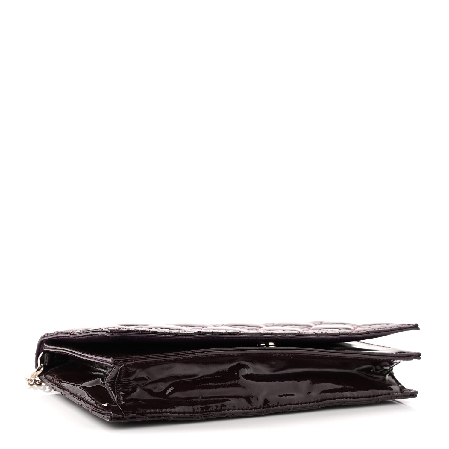 Christian Dior Patent Cannage Lady Dior Chain Wallet Purple 4 of 10