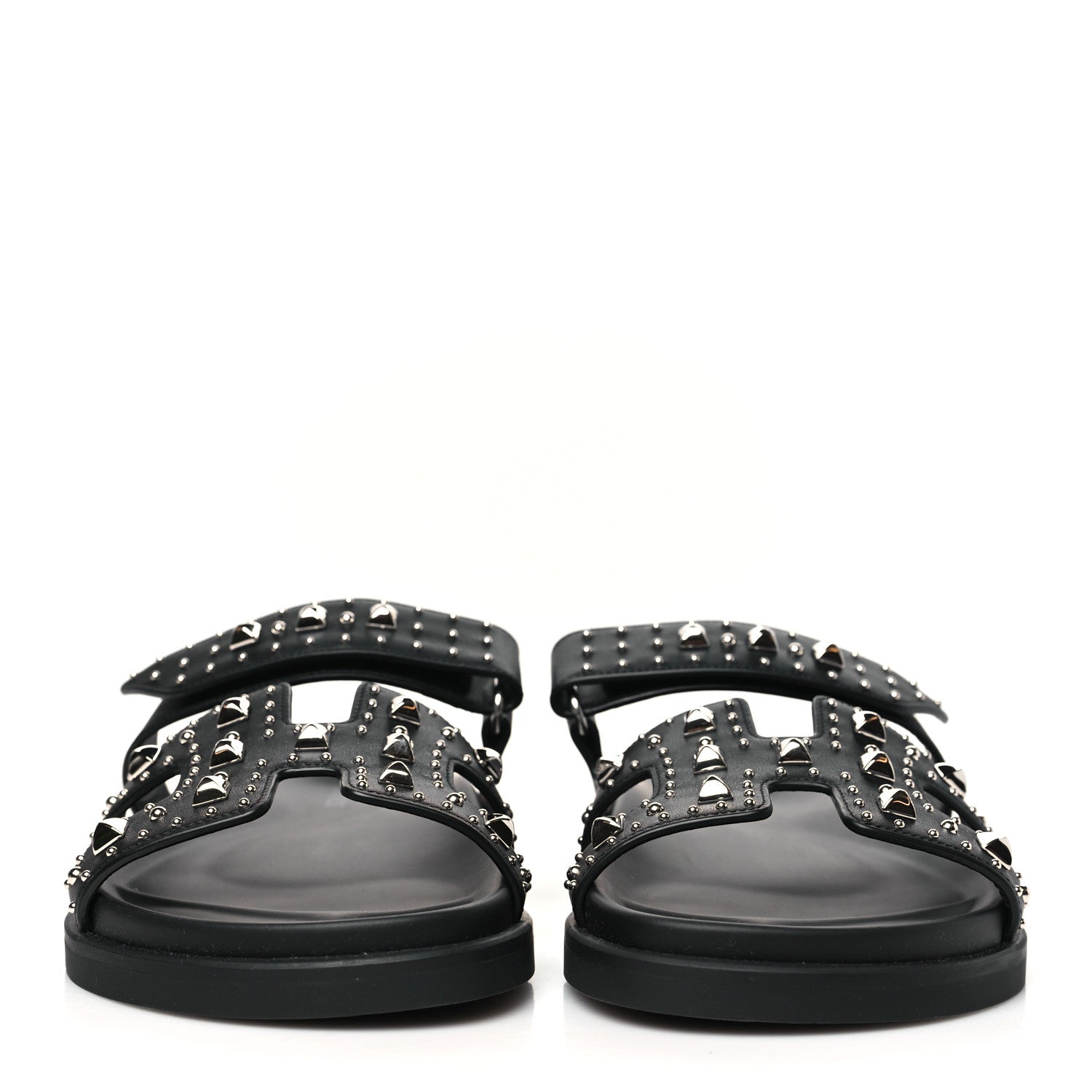 Hermes Calfskin Medor Studded Womens Chypre Sandals 38 Black 3 of 10