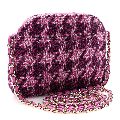 Chanel Tweed Quilted Mini Clutch With Chain Purple 3 of 11