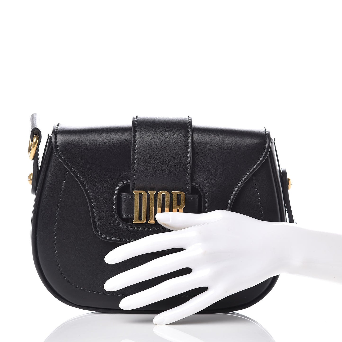 Calfskin D Fence Saddle Bag Black