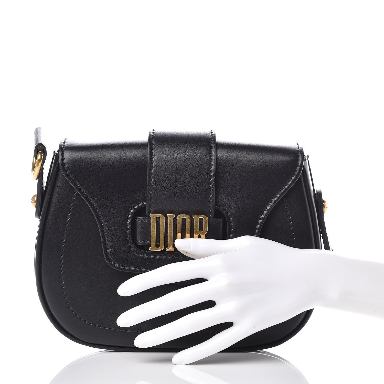 Christian Dior Calfskin D Fence Saddle Bag Black 2 of 11