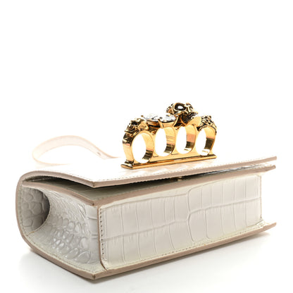 Alexander McQueen Calfskin Crocodile Embossed Mini Jeweled Satchel Deep Ivory 4 of 10