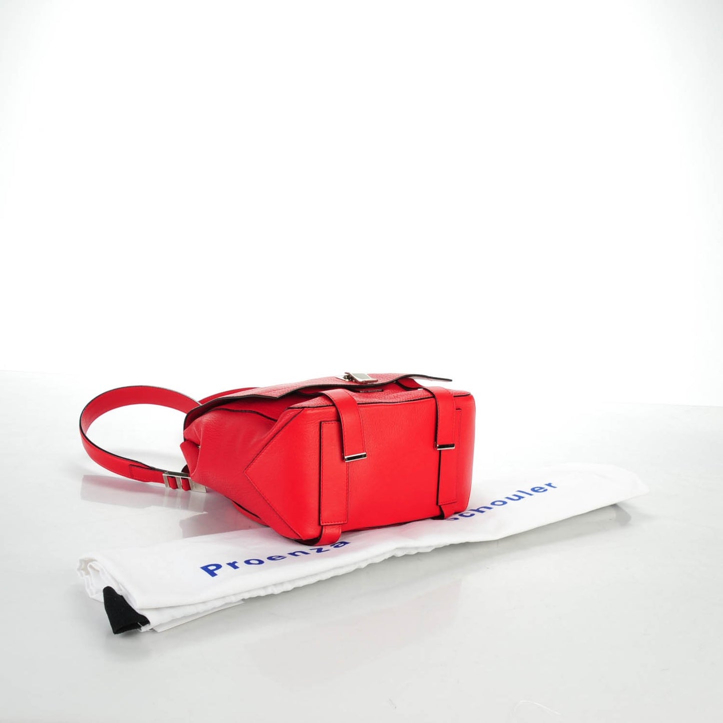 Pebbled Calfskin PS Courier Backpack Red
