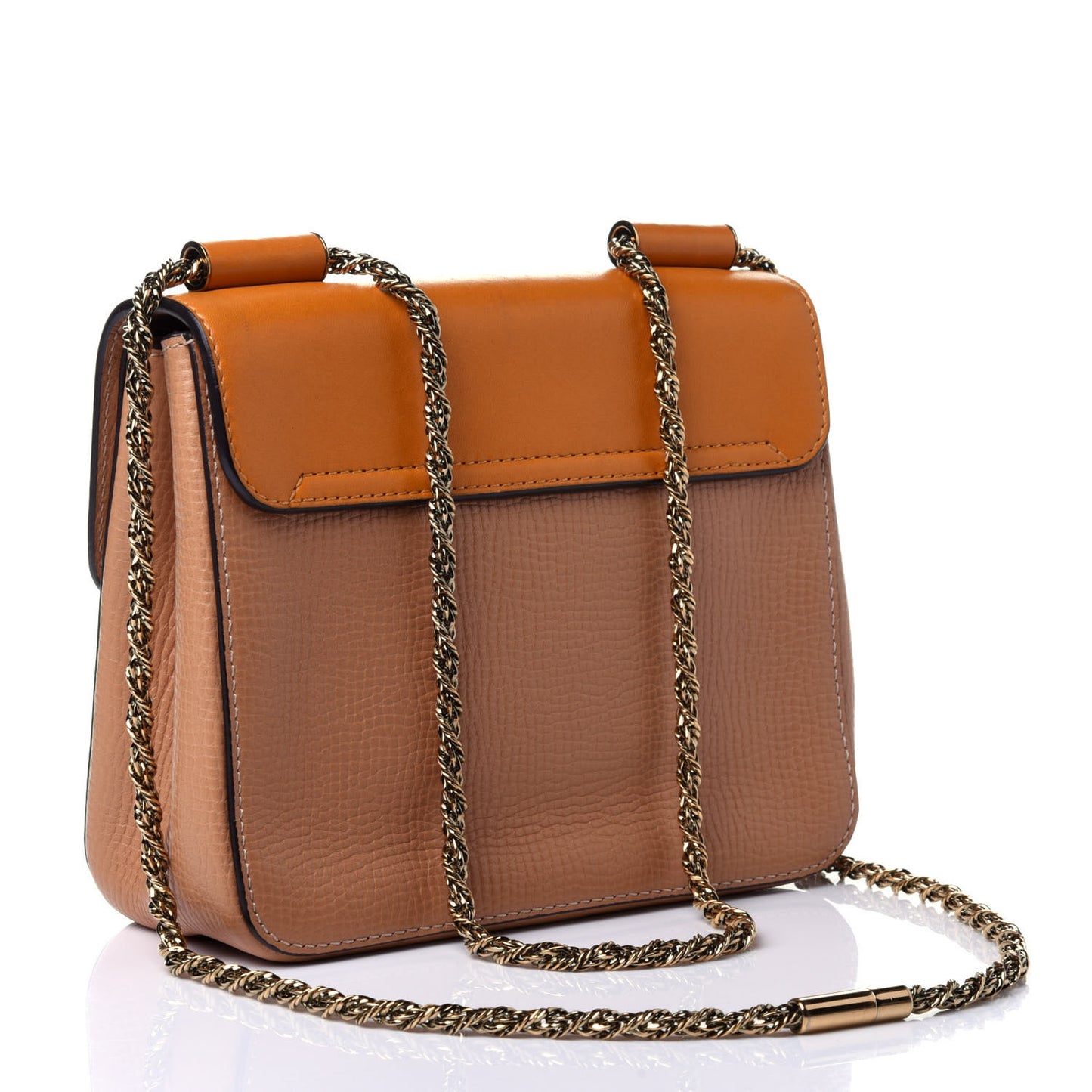 Grained Calfskin Lambskin Bi-Color Small Elsie Shoulder Bag
