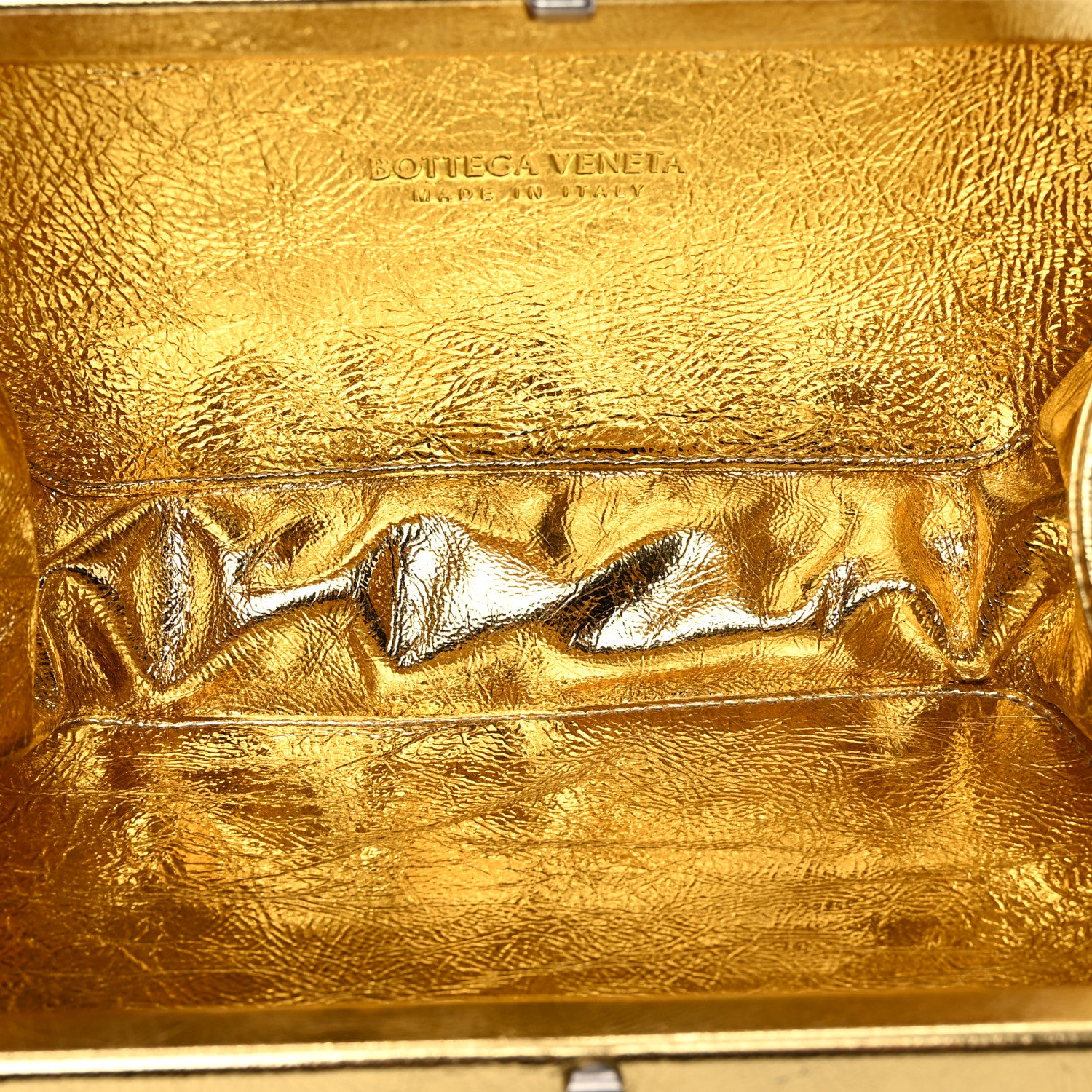 Bottega Veneta Metallic Lambskin Intrecciato Minaudiere Knot Clutch Gold 5 of 6