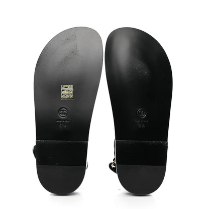 Chanel Grained Calfskin Velcro Dad Sandals 37.5 Black 6 of 13