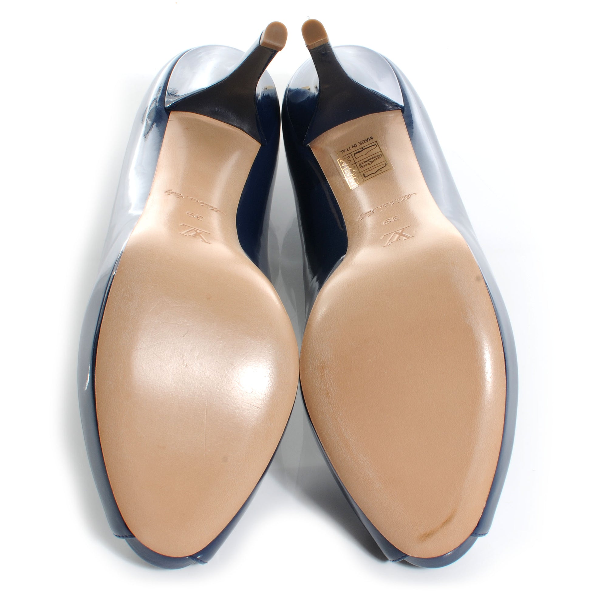 Louis Vuitton Patent Leather Oh Really Peep Toe Pumps 39 Blue 5 of 7