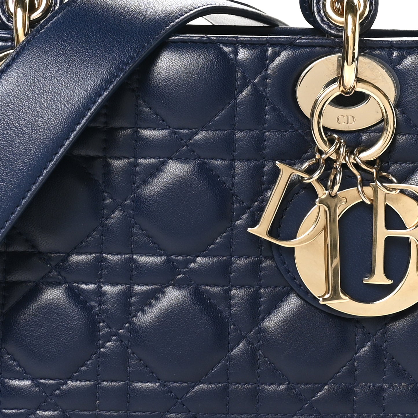 Lambskin Cannage Small Lucky Badges My Lady Dior Navy