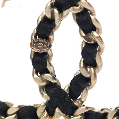 Chanel Satin CC Chain Earrings Light Gold Black 4 of 5