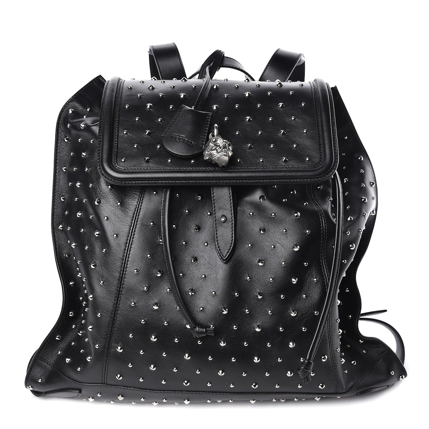 Calfskin Studded Padlock Backpack Black