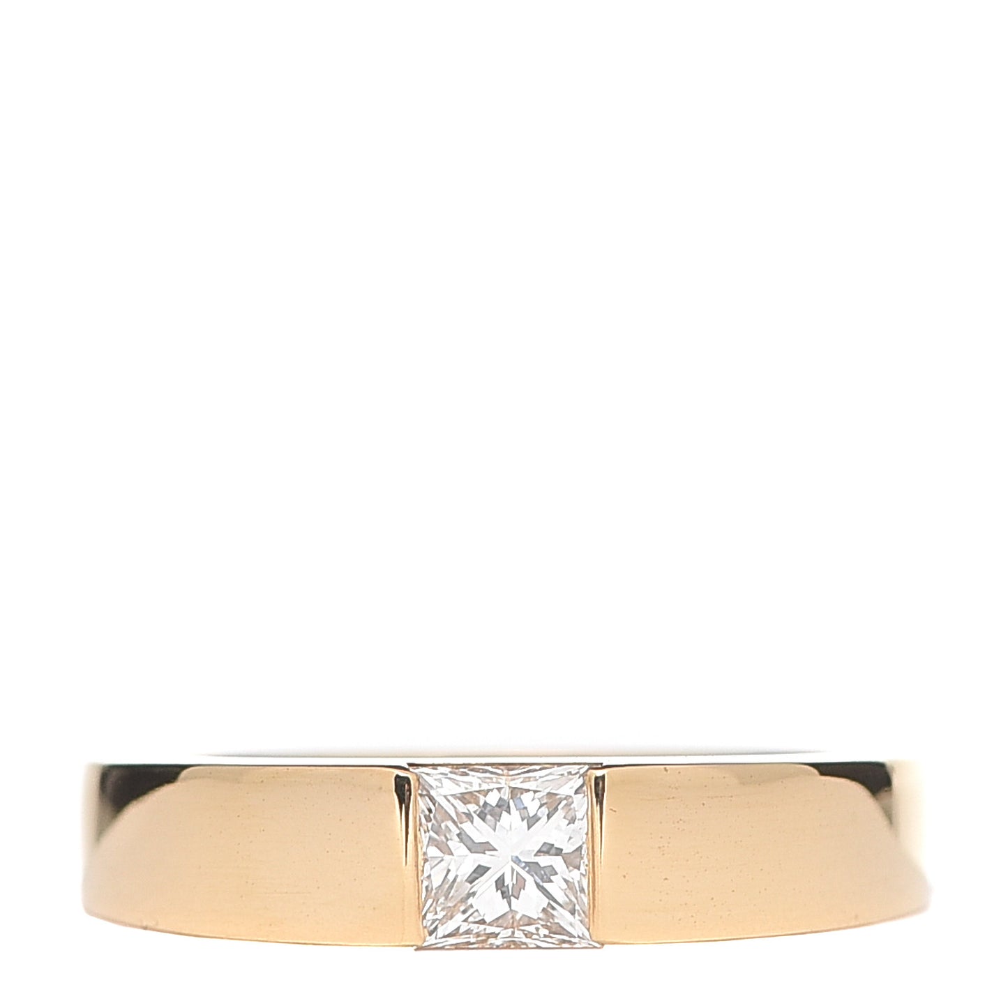 18K Yellow Gold Diamond .50ct Tank Solitaire Ring 50 5.25