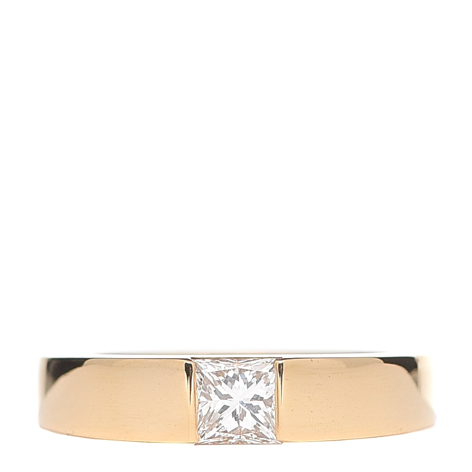 Cartier 18K Yellow Gold Diamond .50ct Tank Solitaire Ring 50 5.25 1 of 5