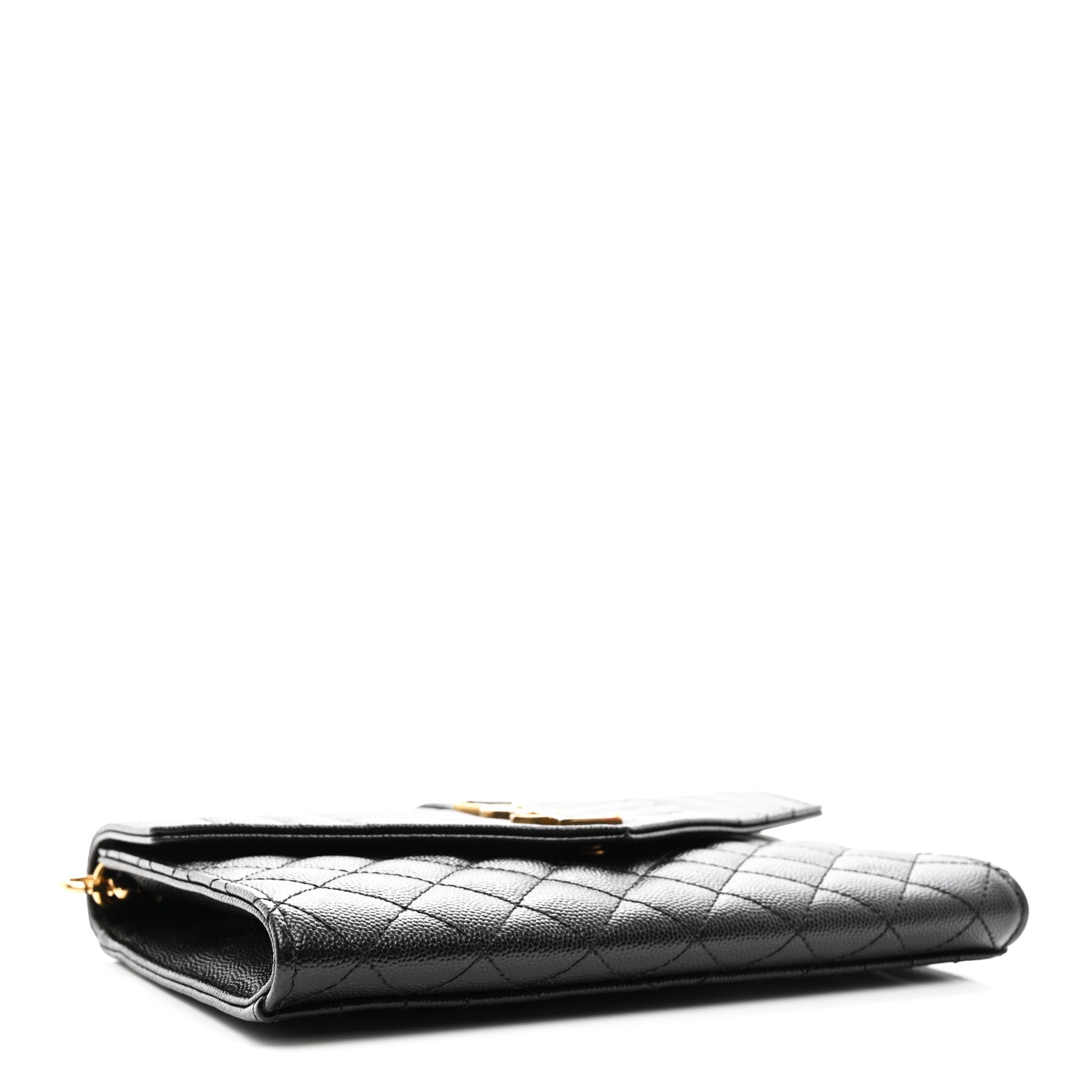 Saint Laurent Grain De Poudre Textured Mixed Matelasse Triquilt Monogram Clutch Black 4 of 7