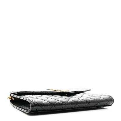 Saint Laurent Grain De Poudre Textured Mixed Matelasse Triquilt Monogram Clutch Black 4 of 7