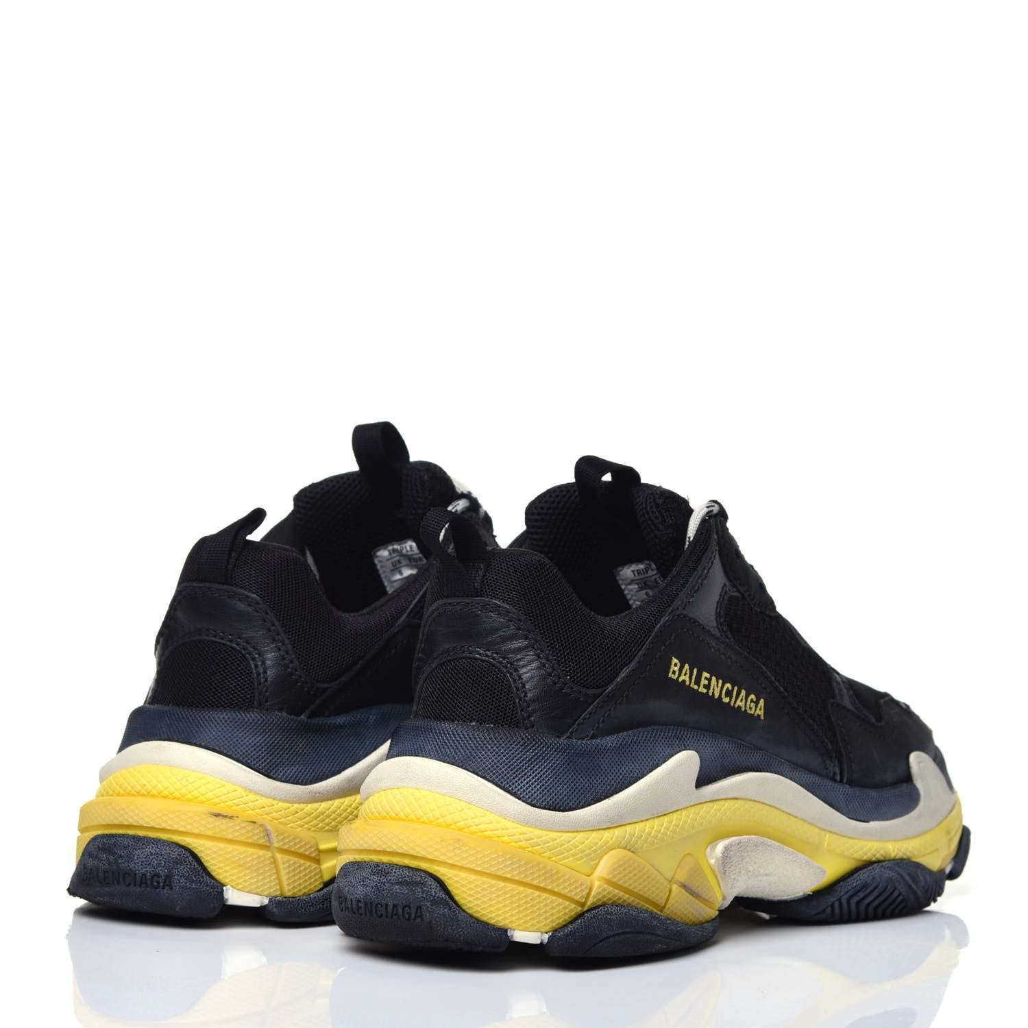 Balenciaga Fabric Mesh Womens Triple S Sneakers 39 Black Yellow 4 of 9
