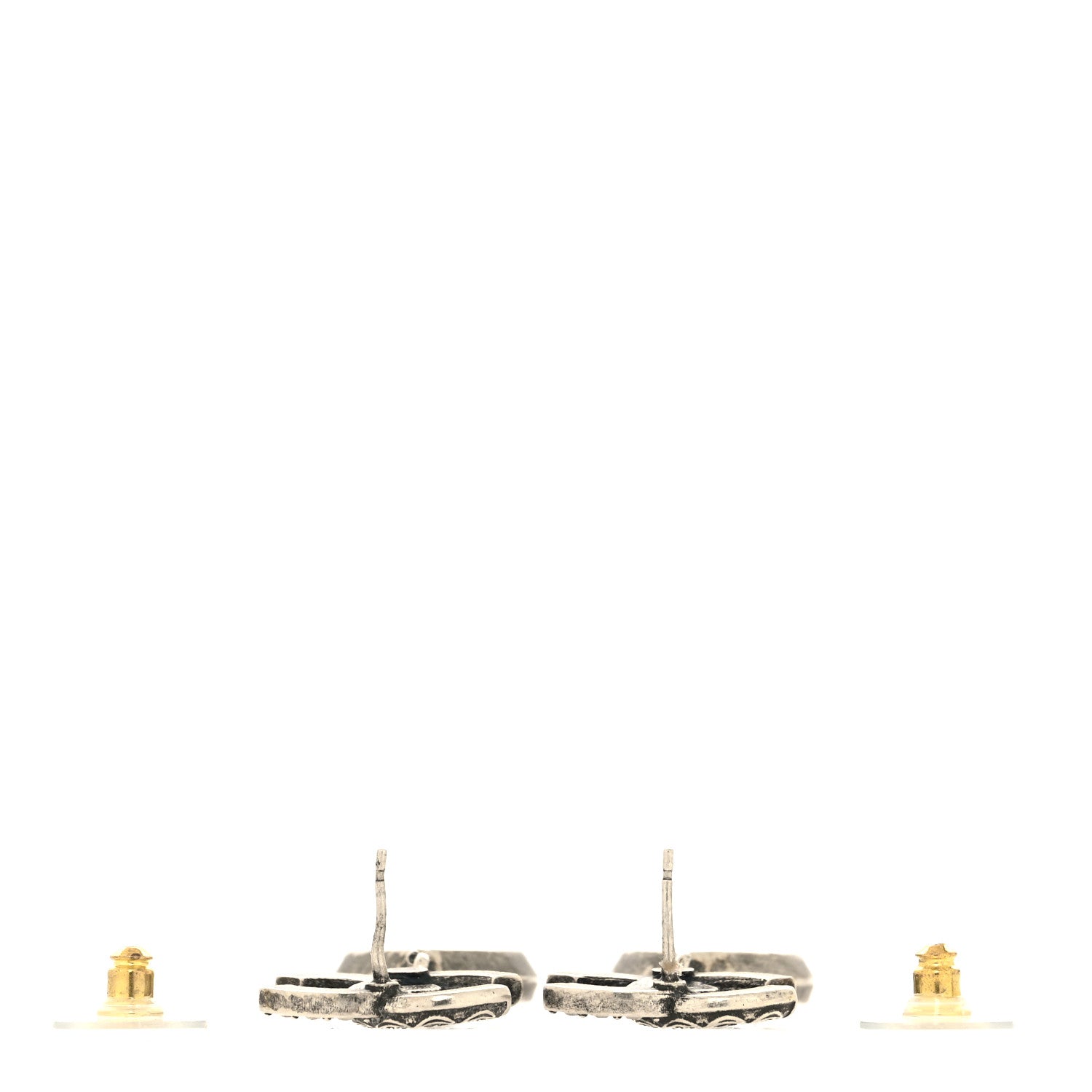 Chanel Crystal CC Tear Drop Earrings Silver 3 of 4