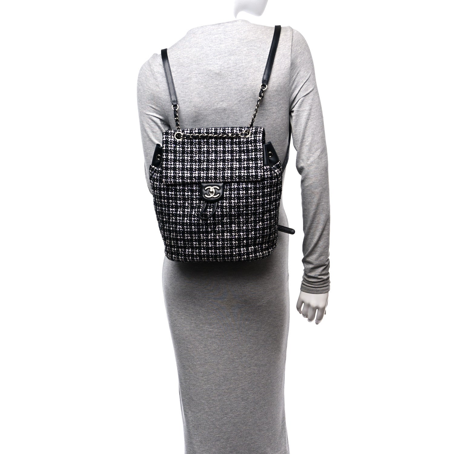 Chanel Tweed Large Urban Spirit Backpack Black White 2 of 10