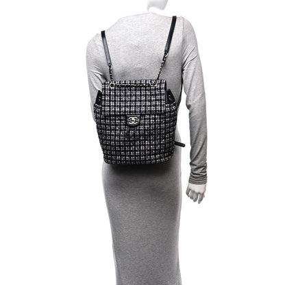 Chanel Tweed Large Urban Spirit Backpack Black White 2 of 10