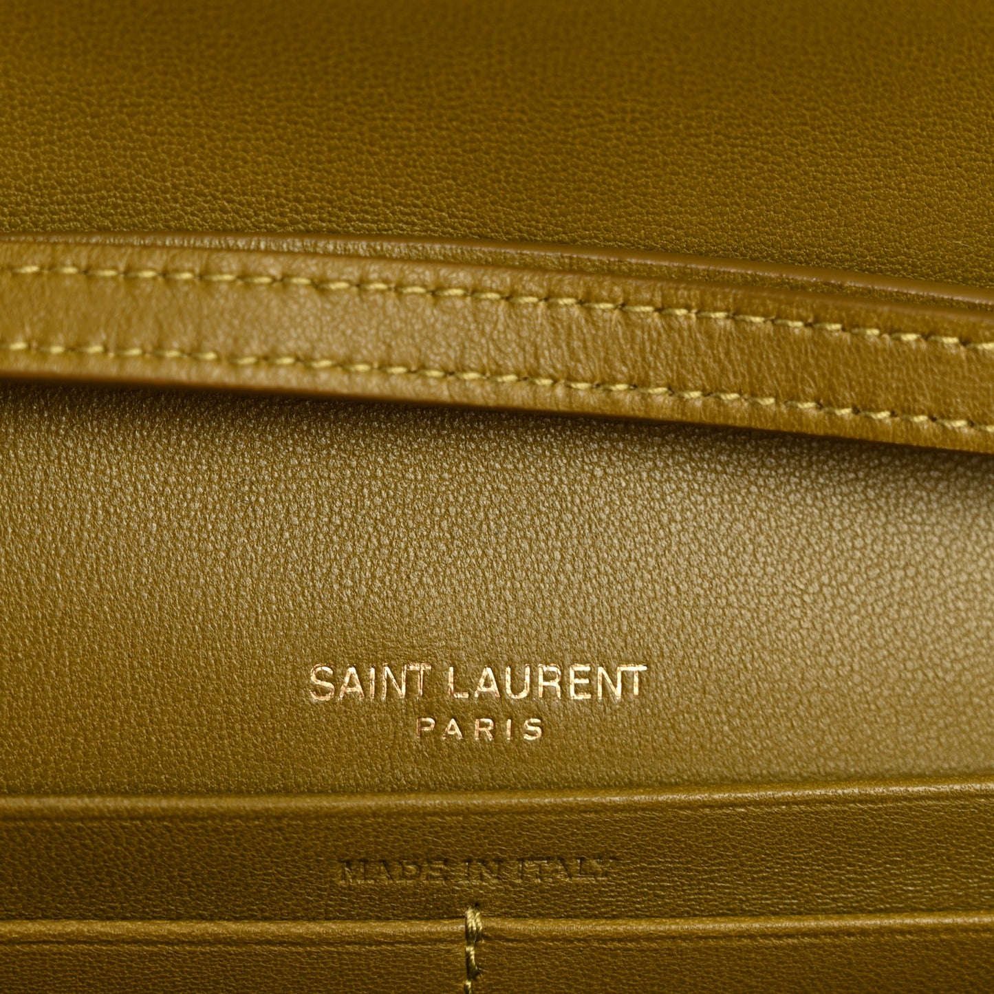 Lambskin Carre Quilted Cassandre Chain Wallet Olive Drab