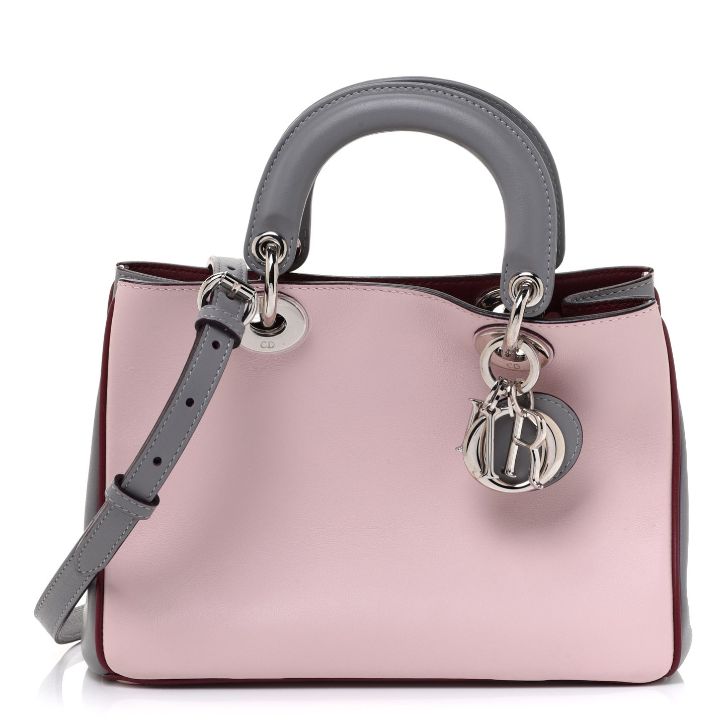 Smooth Calfskin Mini Tri-Color Diorissimo Tote Pink Grey Burgundy