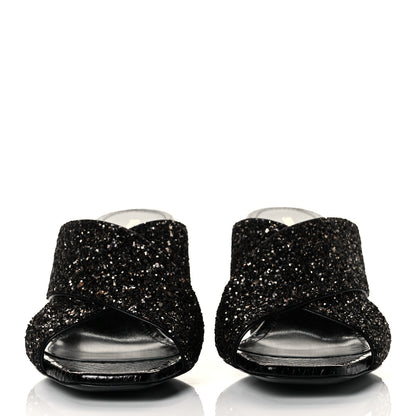Saint Laurent Glitter LouLou 70 Mule Sandals 36 Black Gold 2 of 9