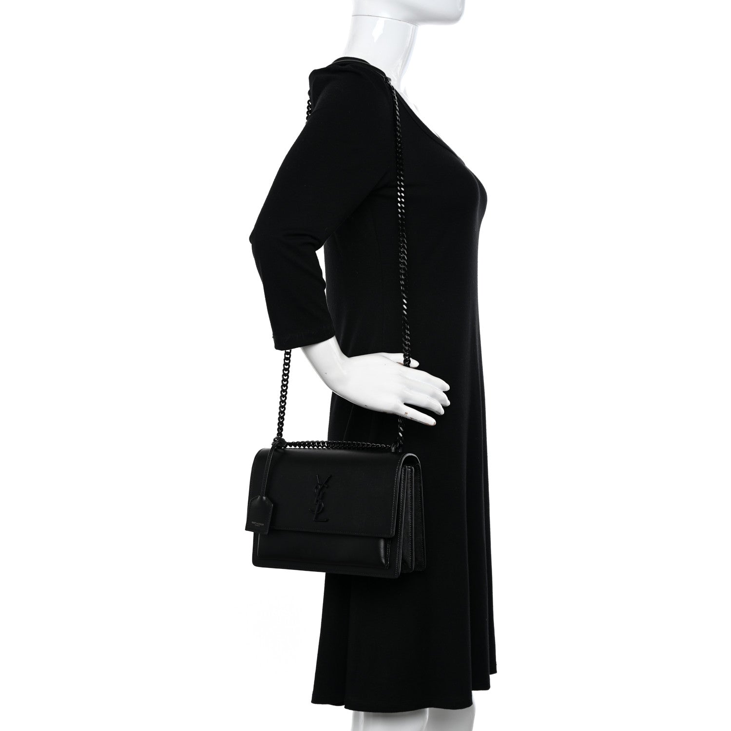 Saint Laurent Calfskin Medium Monogram Monochrome Sunset Black 2 of 9