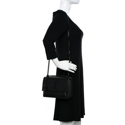 Saint Laurent Calfskin Medium Monogram Monochrome Sunset Black 2 of 9