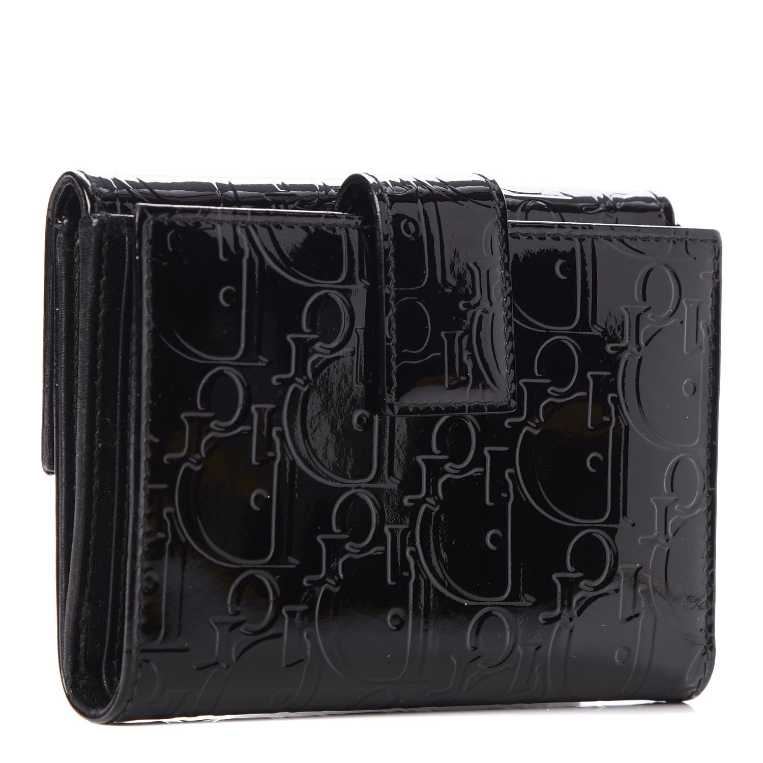 Christian Dior Patent Ultimate Compact Wallet Black 3 of 9