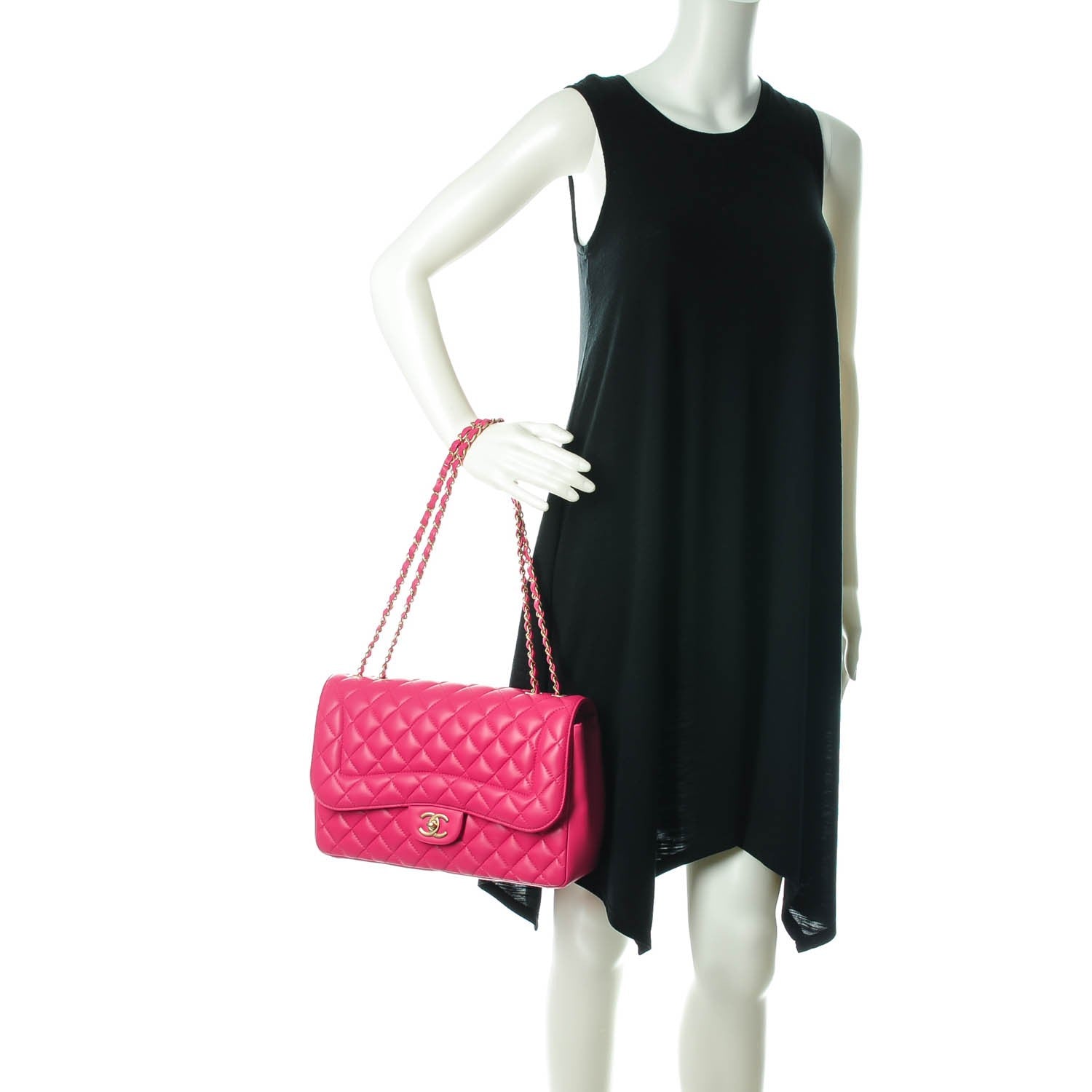 Chanel Lambskin Quilted Jumbo Mademoiselle Chic Flap Fuchsia 2 of 8