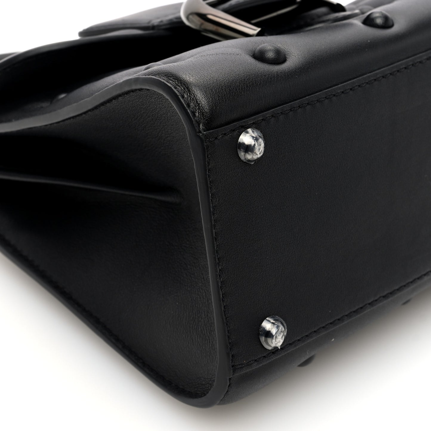 Grained Rodeo Calfskin Quilted Mini Brillant Satchel Black
