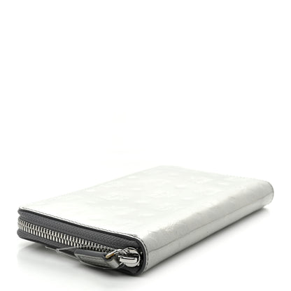 MCM Metallic Monogram Patent Large Zip Around Wallet Silver 4 of 7