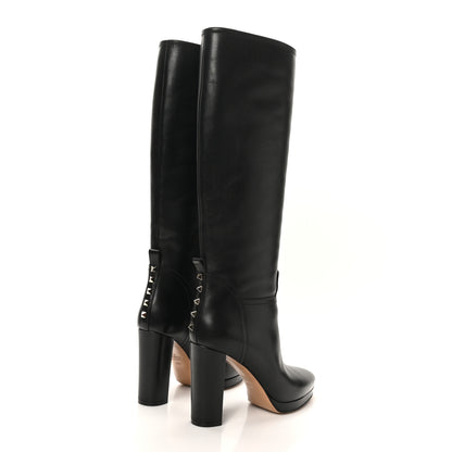 Valentino Garavani Calfskin Rockstud Knee High 100mm Platform Boots 38.5 Black 7 of 15