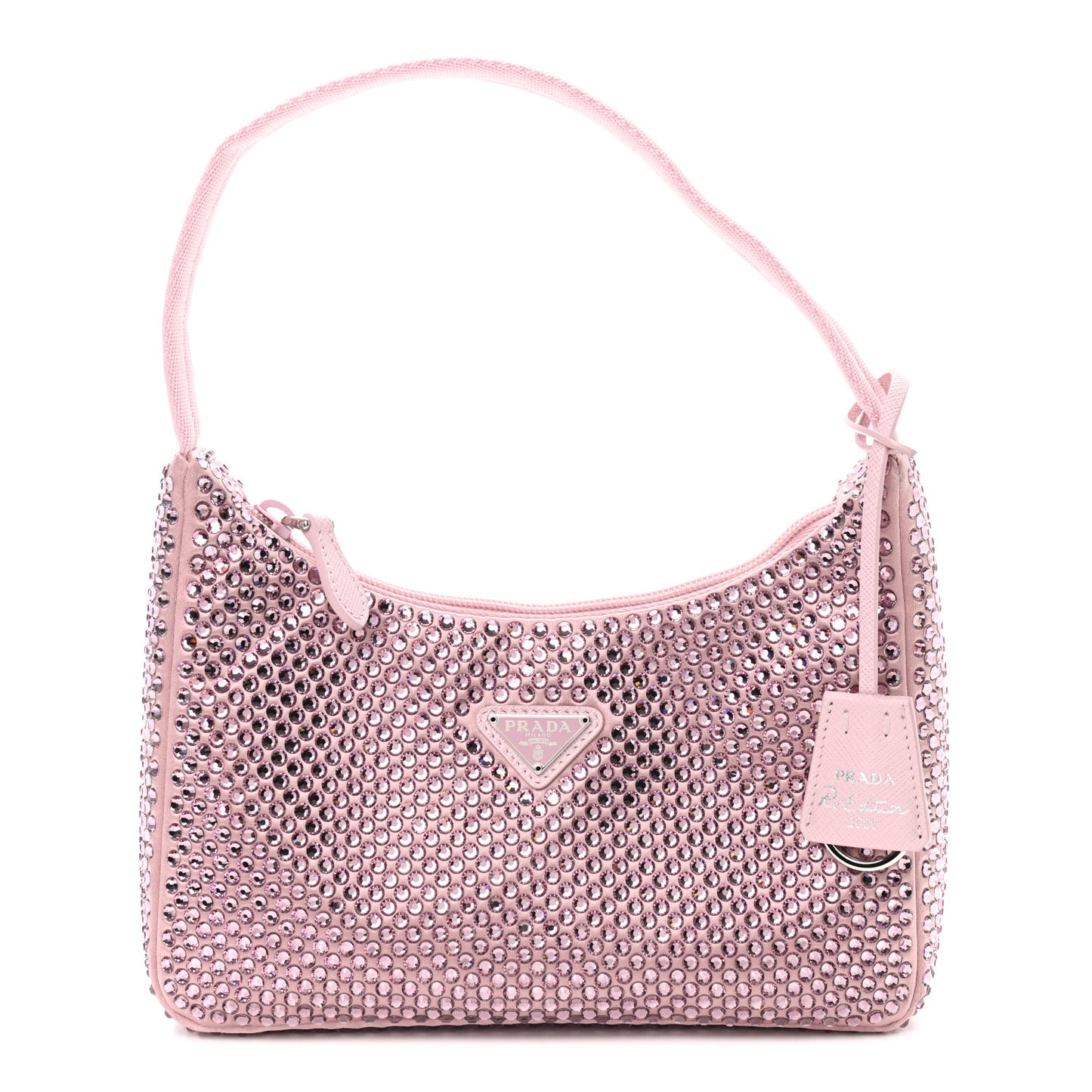 Satin Crystal Mini Re-Edition 2000 Bag Alabastro
