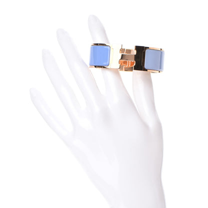Hermes Enamel Wide Clic Clac H Bracelet PM Lavande Bleu Lupin 2 of 4