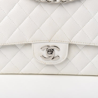 Chanel Caviar Quilted Medium Double Flap White 10 of 11