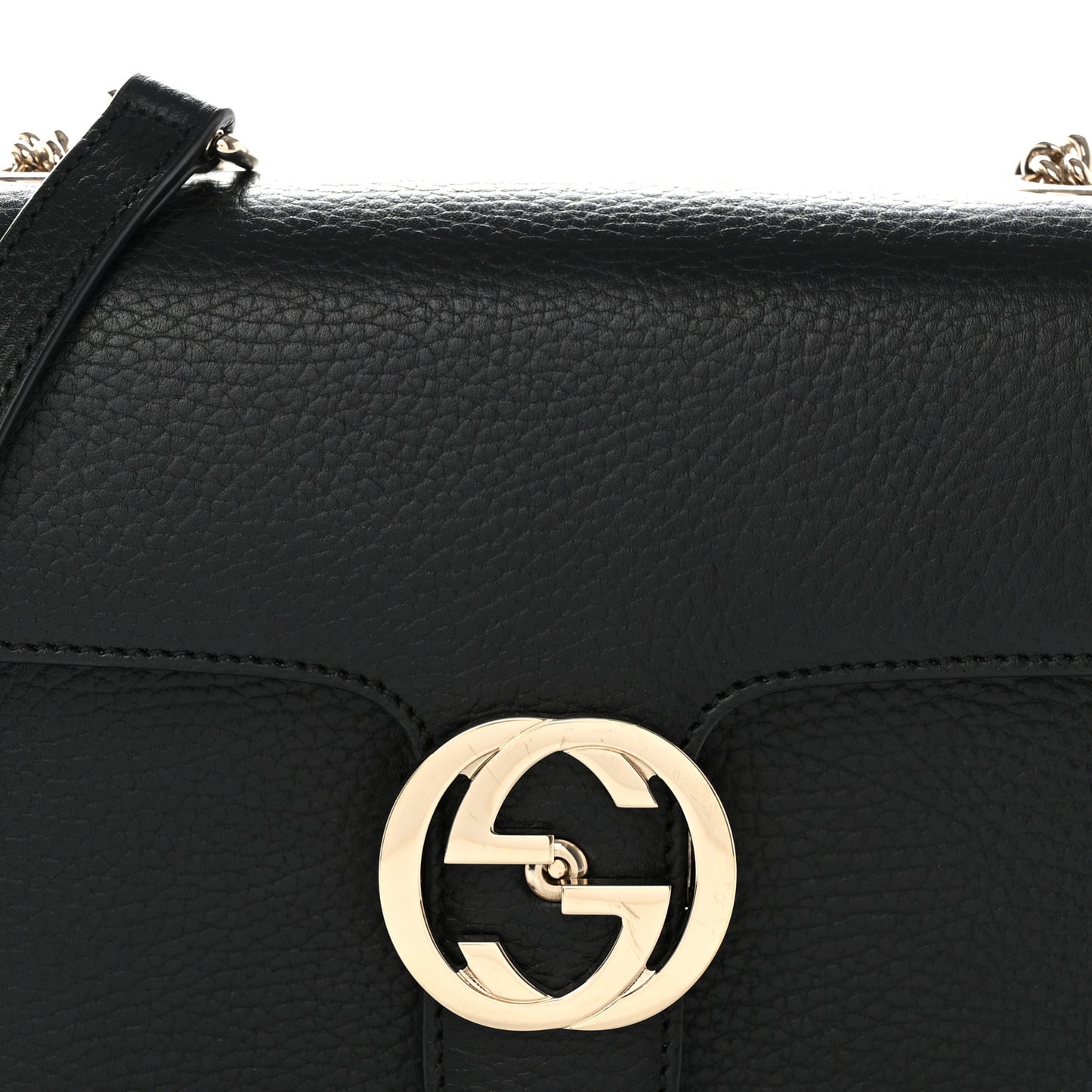 Dollar Calfskin Small Interlocking G Shoulder Bag Black