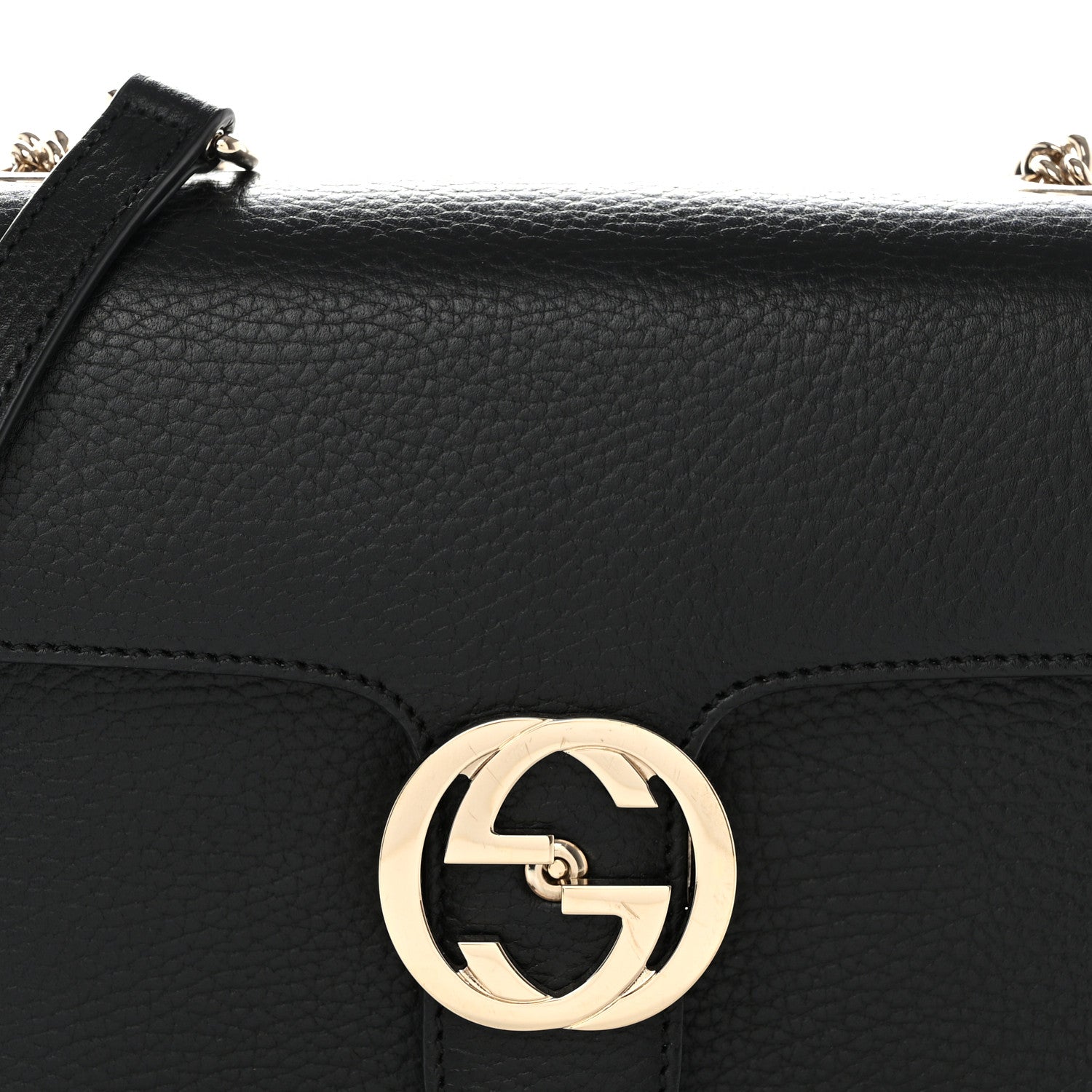 Gucci Dollar Calfskin Small Interlocking G Shoulder Bag Black 9 of 11