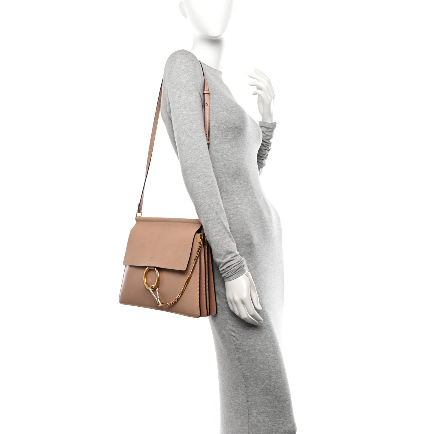 Calfskin Medium Faye Shoulder Bag Biscotti Beige